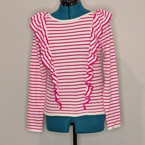Lilly Pulitzer Long Sleeve Ruffle Front Sweater, Size S